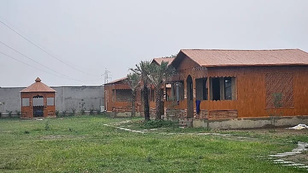 Handcrafted Wooden Cottages and Garden Gazebo Panorama